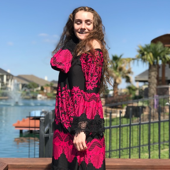 Boutique country cowgirl dress with lace. - Picture 6 of 7